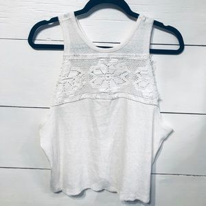 Free People Embroidered Distressed Tank